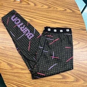 Burton Dryride Mens Large Base Layer Pants Snowboard Ski Crossword Lettering